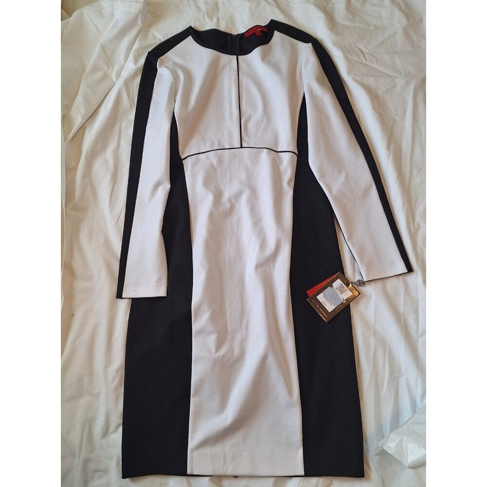 Narciso Rodriguez Design Nation Black White Colorblock Bodycon Dress Zip Large